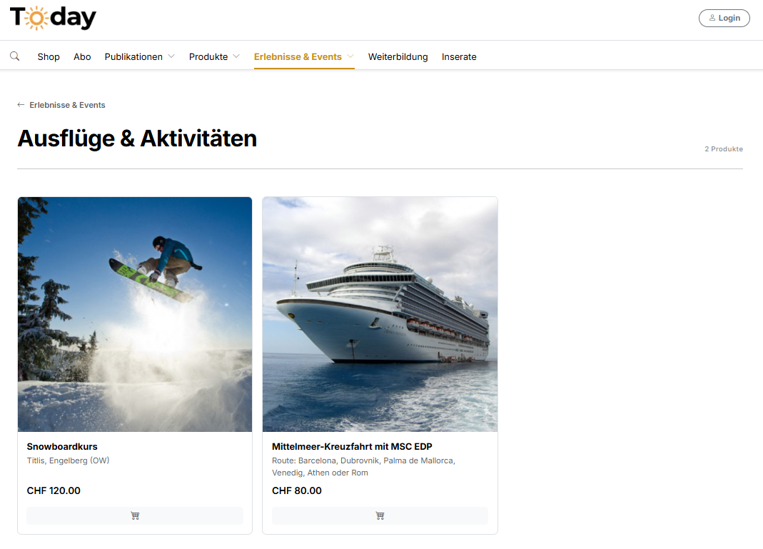 Webshop Ausflüge & Aktivitäten